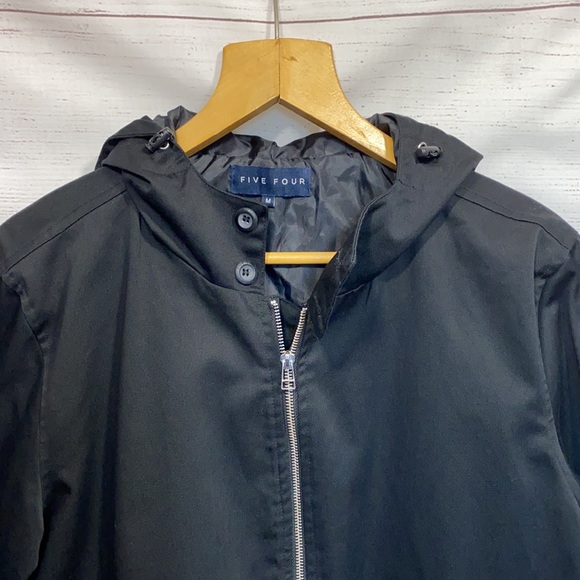 Men's black Five Four brand hooded jacket - zip front with pockets Medium - Picture 2 of 10